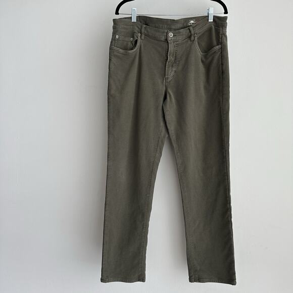 Faherty Stretch Terry Pants Mens 36 Olive Green 5 Pocket Cotton Twill Faded - Picture 1 of 11